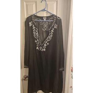 NWOT Chico's Size 3 (16-18) Black Silk Cover up or Long tunic Dress